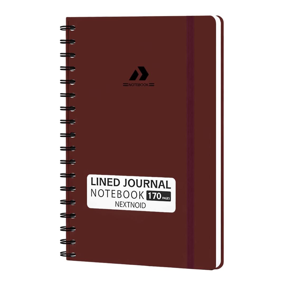 Carnet à spirale ligné bordeaux A5 rigide pour l'écriture et le journal intime