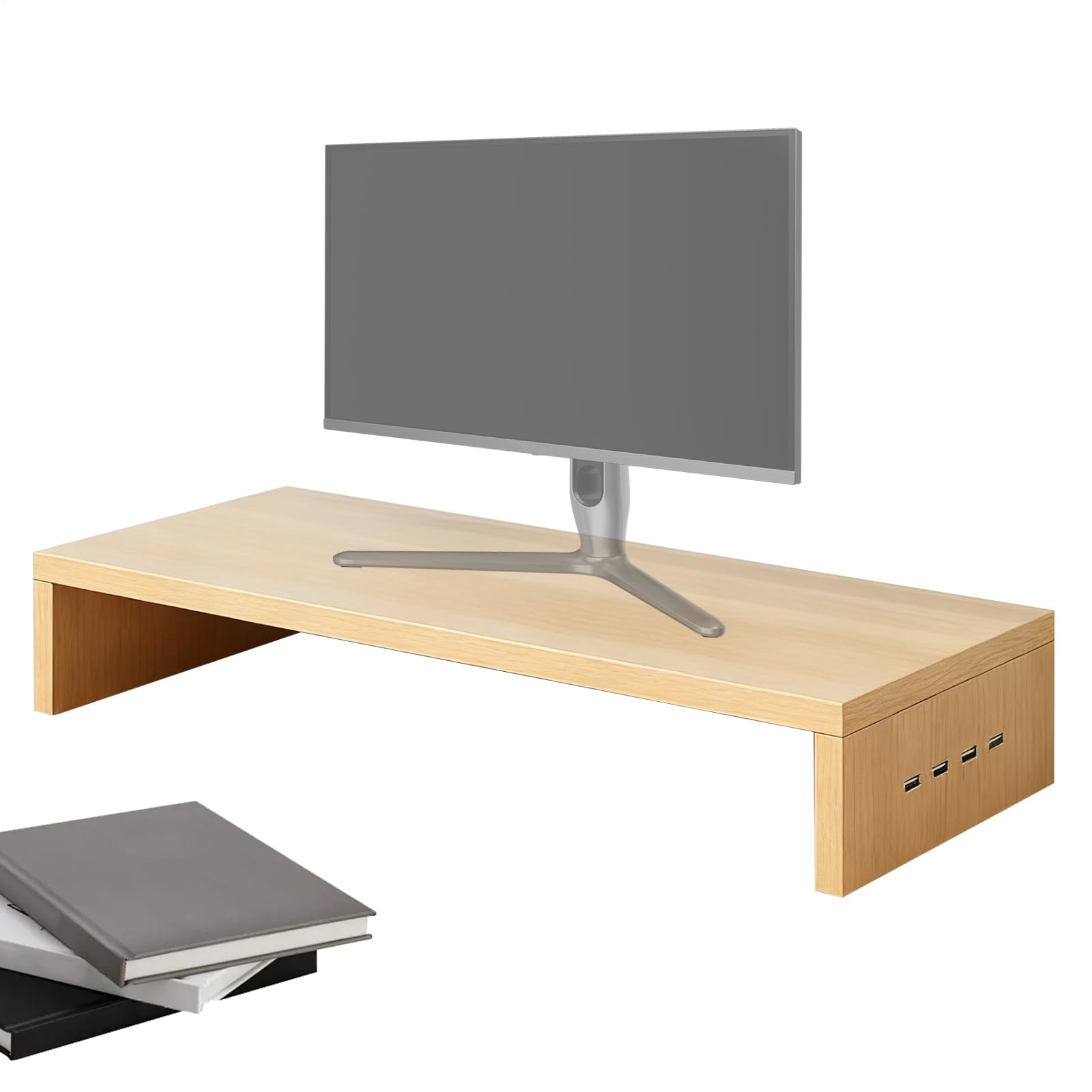 na monitor na biurko – ergonomiczne wsparcie z 4 portami USB, podstawka pod laptopa | do ekranu drukarki, laptopa, elektroniki, domu, szkoły, pokoju zabaw, nauki pracy