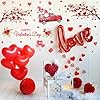 HPNIUB Large Removable Valentine Wall Stickers Valentine's Day Room Sticker with Heart Tree,Gnome Window Cling and Happy Valentine's Day Message,Red Truck and Love Heart Wall Decor for Office 90x60cm #3