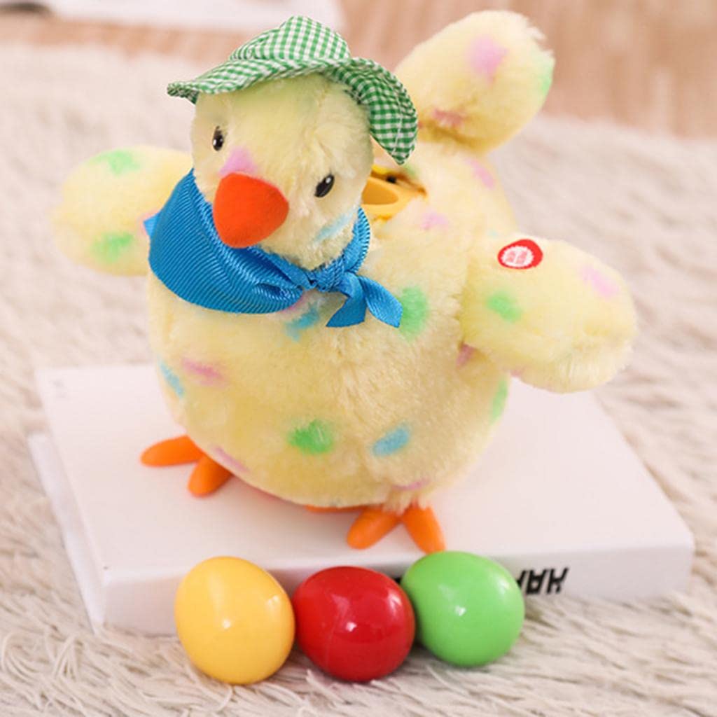 Generic Bambola di Peluche Elettrica, Animale di Peluche, Giocattolo Musicale, Deposizione di Uova, Luce LED, Movimento Danzante con Suono, per Bambini, Ideal, Giallo