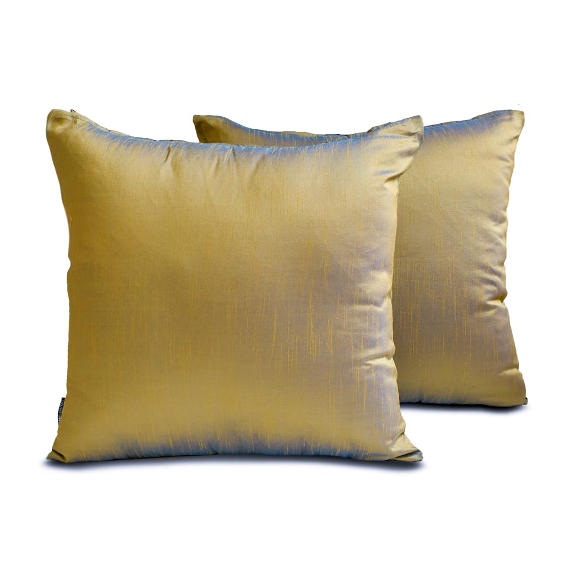 Turquoise & Gold Art Silk Lumbar Cushion Covers 35x50 cm, Pack of 2 Solid Plain Luxury Accent Cushion Cover for Sofa, Couch, Bed, Living Room, Bedroom & Modern Home Décor - Turquoise Gold Luxury
