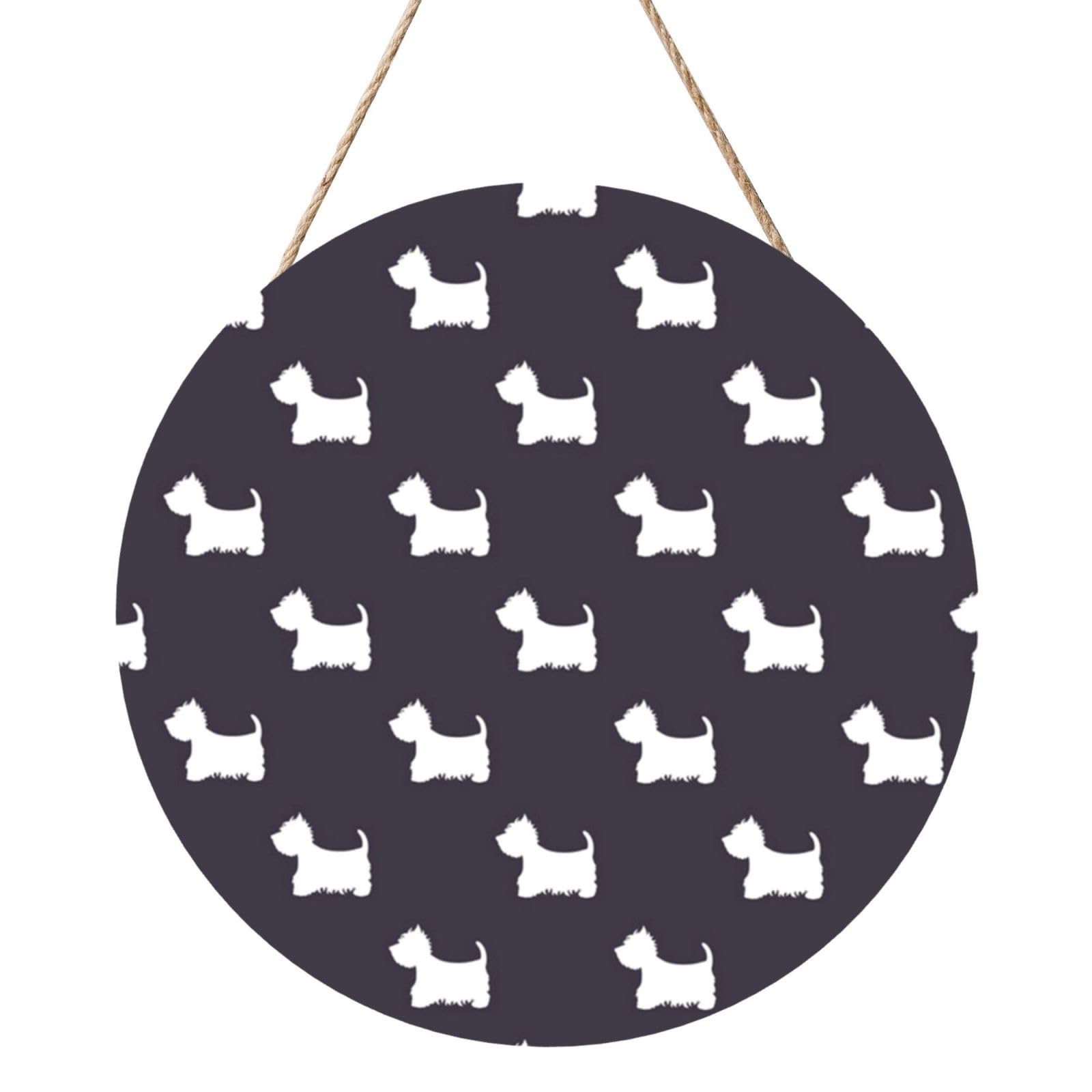 InOmak West Highland Terrier, Round Wood Panel Painting 12 in, Wall Hanging Painting For Home