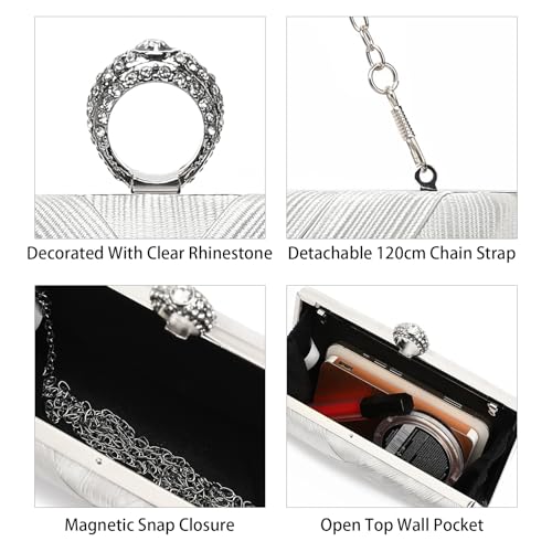 Image of RNIEGA Sparkling Rhinestone Evening Clutch Handbag Purse Ladies Crossbody Shoulder Bag with Metal Chain for Wedding Party