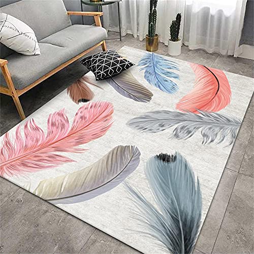 Tapis chambre bebe fille plume un cocon de douceur gris et rose - 2