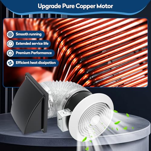 Ventilador Extractor de Pared de 6 Pulgadas, 80 CFM, 4.0 Sones, con Filtro de Grasa de Aluminio, para Baño, Modelo 512M miniatura 6