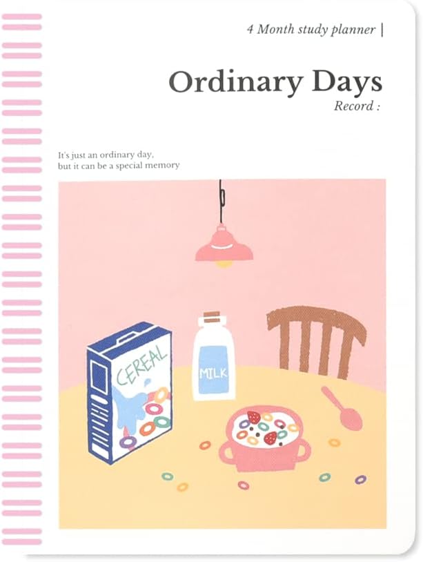 Monolike Ordinary days 4 Month Study Planner, Cereal - Academic Planner, Weekly & Monthly Planner, Study plan