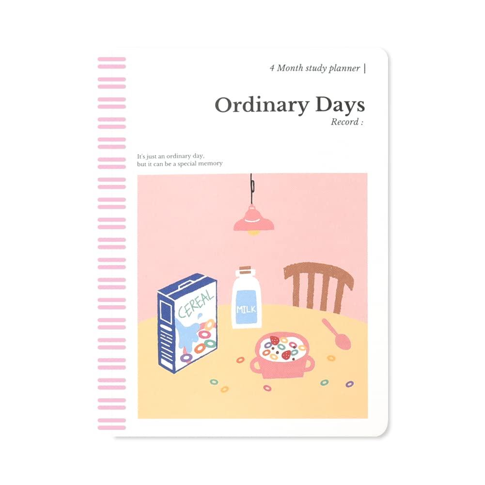 Monolike Ordinary days 4 Month Study Planner, Cereal - Academic Planner, Weekly & Monthly Planner, Study plan