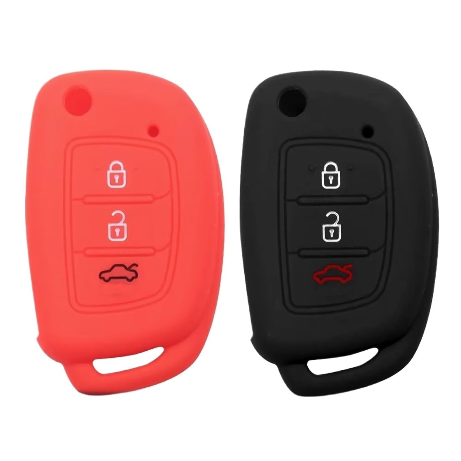 Compatible Con Hyundai Para I10 2008-2022 Para I20 2009-2022 Para I30 2007-2022 Accesorios De Funda Cubierta Llave Remota 3 Botones(Red)