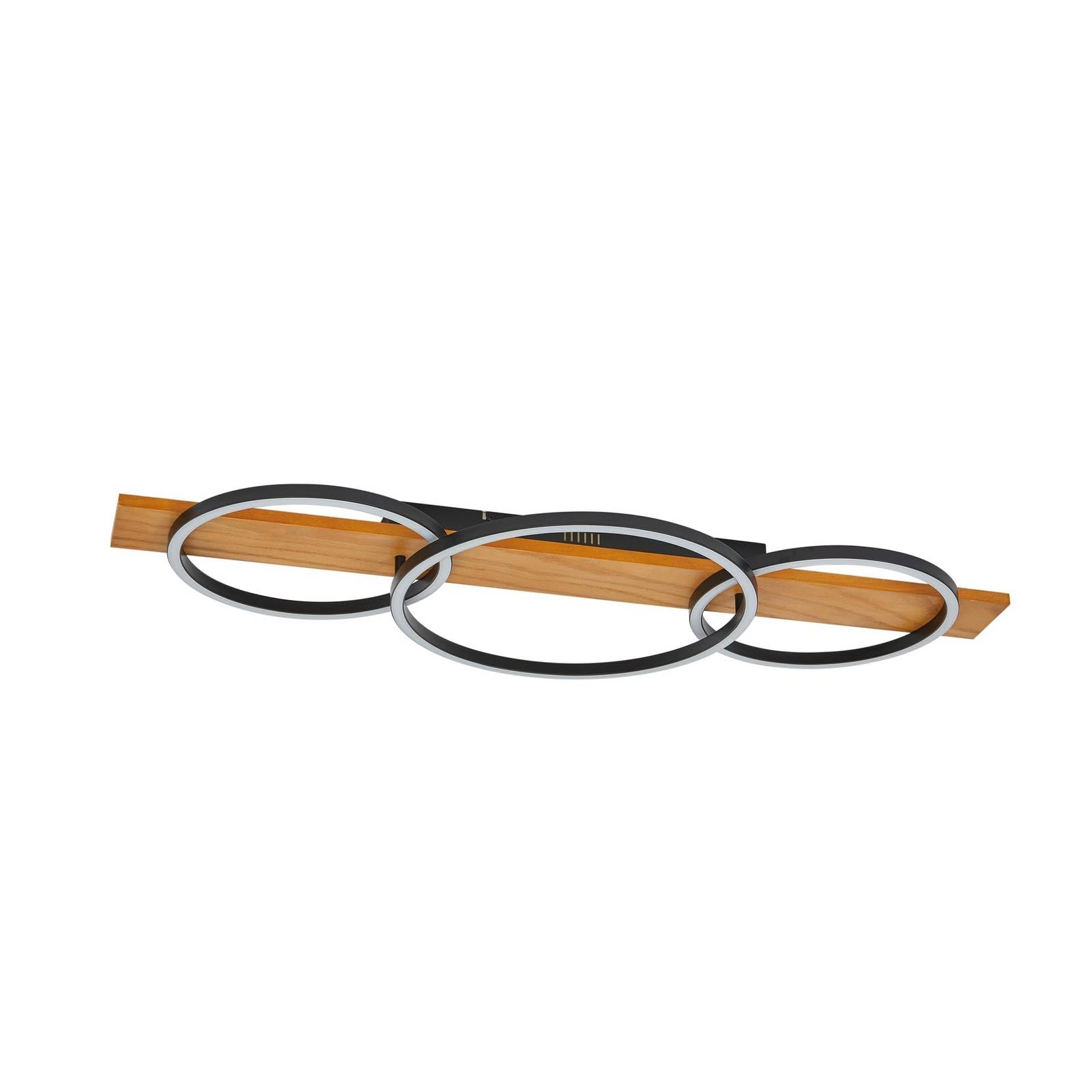 Plafonnier LED Galad en bois marron variable à 3 lampes pour salon - 8