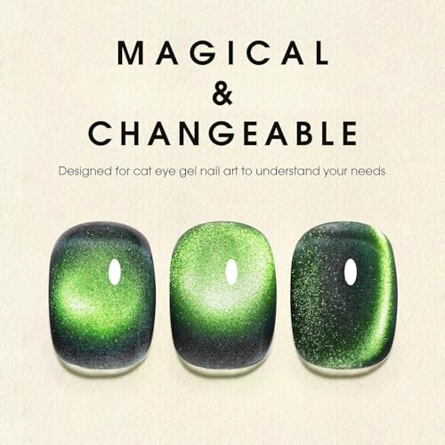 Image of Bolt bee Glitter Cat Eye Nail Gel Polish 9ml Gel Paint Soak Off UV Led | 9D Art Polish Galaxy Magnetic for Nail Designs | LED Soak Off Nail Lacquer Gel Strong Nail Art Magnet For Home Salon-(Green)