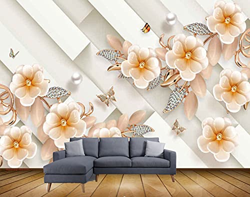 Beibehang Exclusive BRZ1778 Beautiful Flowers Butterflies Pearls Collection HD 3D Wallpaper(182 cm x 152 cm)