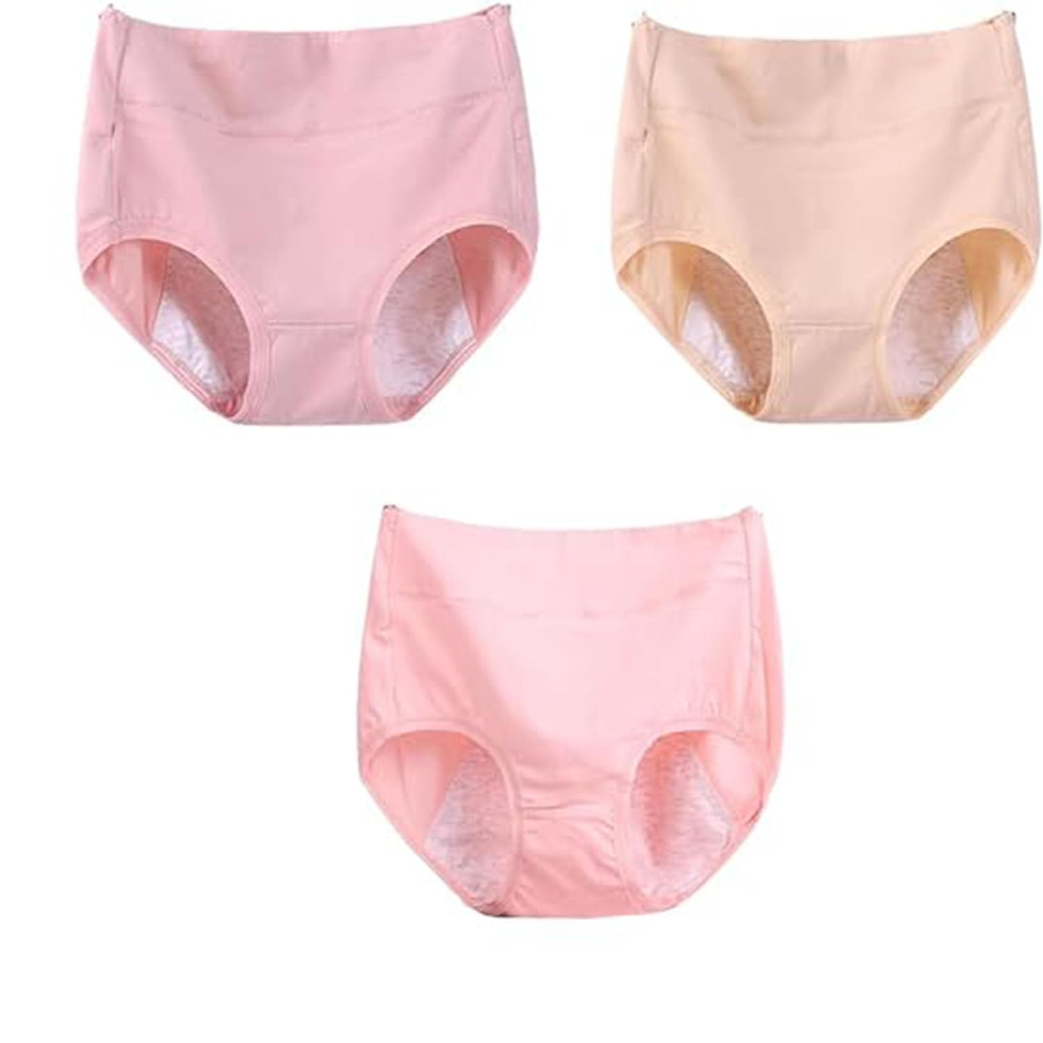IsoUde High Waist Plus Size Cotton Leak-Proof Physiological Underwear, High Waist Cotton Tummy Control Panties for Women (3pcs-A,6XL)