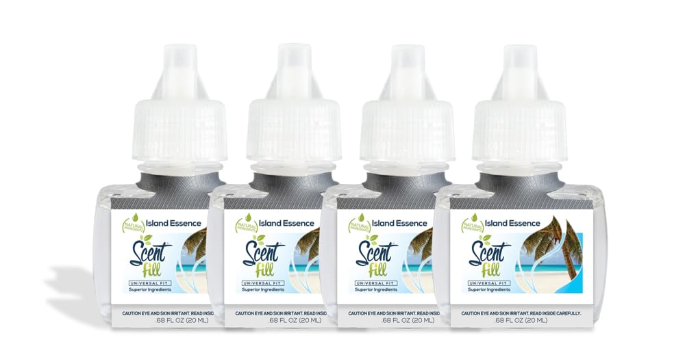 Scent Fill Island Essence Plug in Air Freshener, 4 Scented Oil Refills