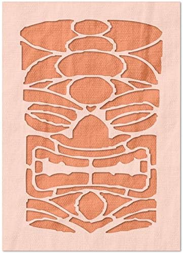 Stencil Stop Tiki Totem Face with Open Mouth Stencil - Reusable for DIY Projects, Painting, Drawing, Crafts - 14 Mil Mylar Plastic (12 x 18 inches)