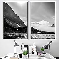 2 Piece Framed Canvas Wall Art Black and White Scenery Canvas Prints Home Artwork Decoration for Living Room,Bedroom - 16
