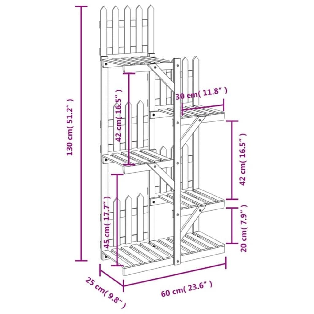 SYDE Supporto per fiori in legno di abete, 60 x 25 x 130 cm | Resistente, ampio spazio, decorativo, include fissaggio a parete