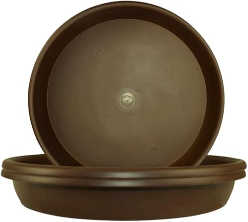 Elly Décor Juego de 3 platos modernos y resistentes de 10 pulgadas para interiores o exteriores, platillo de plástico duradero, color marrón