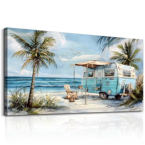 ERQINHUA Large Wall Decor For Living Room Canvas Wall Art For Office Bedroom Aesthetic Marine Beach Landscape Wall Painting Artwork Pictures Modern Beach Posters Ready To Hang Home Decor 30"x60"