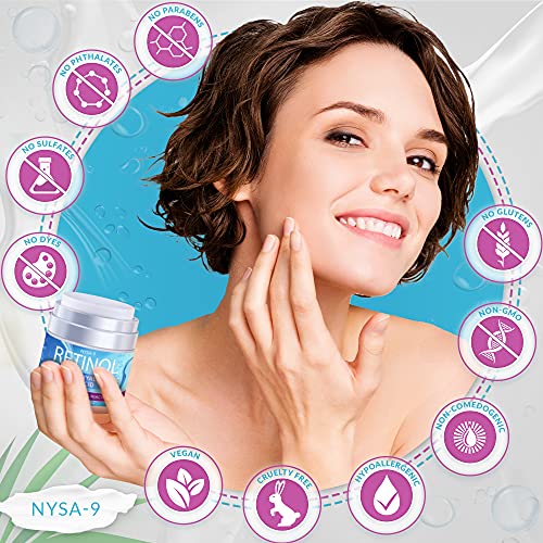 Nysa-9 Retinol Sky Face Moisturizer Cream, Hydrating Night Cream For Face & Neck W/Hyaluronic Acid & Niacinamide, Anti-Aging Wrinkle Cream W/Bioactive Peptides & Ceramides, For Men & Women, 1.7 Oz #TOP3