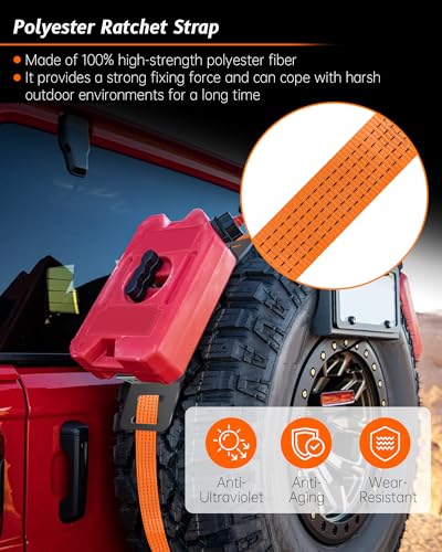 Image of 2 Pcs Universal Quick Release Spare Tire Mount, with Ratchet Strap and Vehicle Traction Boads Bracket, Steel, Fit for 30 inch-40 inch Diameter Tires | with Ratchet Strap and Vehicle Traction Boads Bracket, Steel, Fit for 30 inch-40 inch Diameter Tires