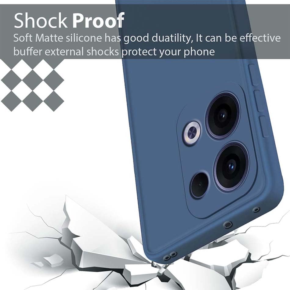 Image of Fashionury Liquid Silicon Back Cover for Oppo Reno 13 5G | Inner Velvet Fabric | Camera Protection | Anti-Fingerprint | Ultra Slim Case (Blue)