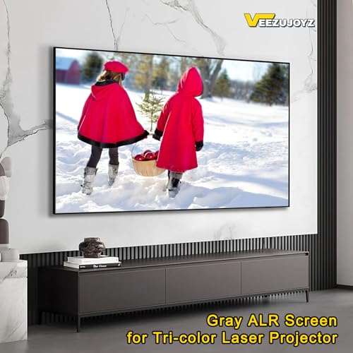 Image of 92 inch Gray ALR Fixed Frame Projection Screen for Tri-Color Laser Projectors, 16:9 4K /8K UHD, Speckle-Reducing for Home Theater