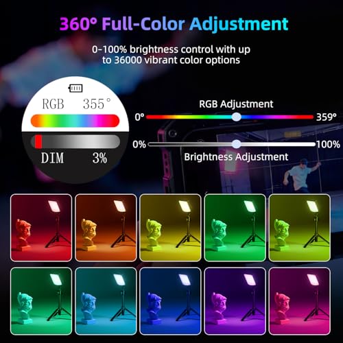 Image of Mobilife RGB LED Video Light 1200 Lux Ultra-Bright Camera Light with LCD Display,1800K-9000K, 20 Lighting Effects, Portable Fill Light with Clip & Soft Diffuser for Photography,Vlogging,Live Streaming
