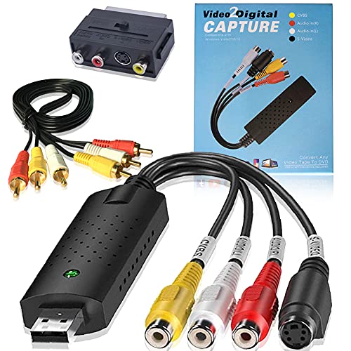 【Ampiamente compatibile】 Con connettore RCA o S-Video, acquisisci un videoregistratore, DV, VHS, V8, sorgente video Hi8, videoregistratore, videocamera, lettore DVD o ricevitore TV satellitare.