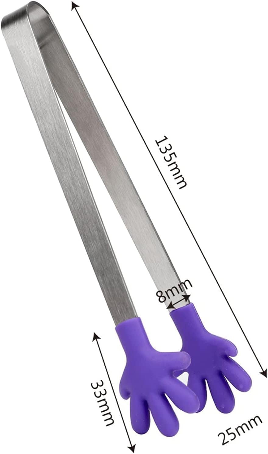 Mini Pinces de Cuisine en Acier Inoxydable, Pinces de Service pour salades, Barbecue, Silicone (Violet)