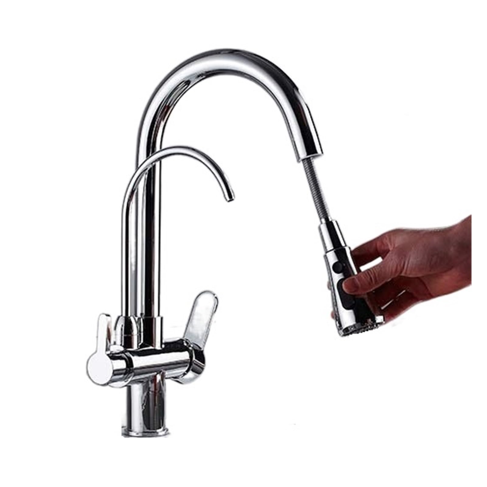 BHFPFZA 360° Rotat Kitchen Faucet with Pull-Out Spray Three-Way Water Filter Tap Easy Installat Ch Sink Mixer for Modern Kitchens
