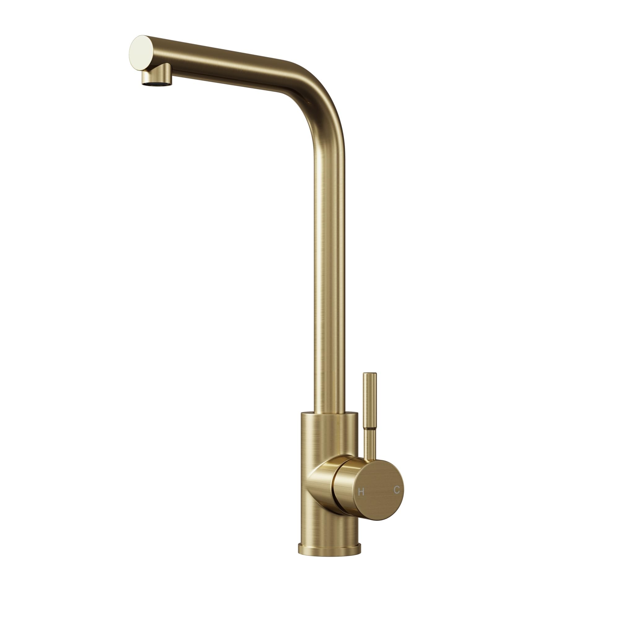 Liquida Brass Vt80br Brushed Single Lever L Neck Swivel Spout Kitchen Mixer Tap
