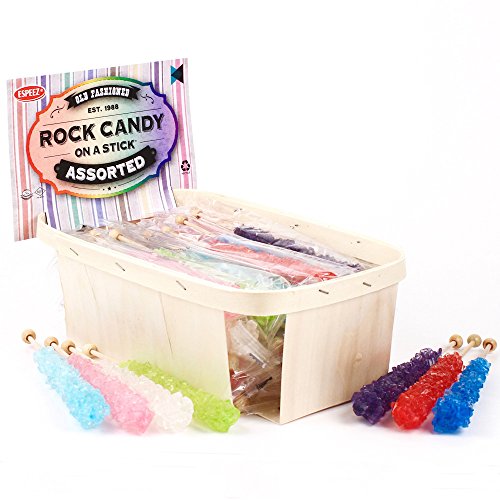 Extra Large Rock Candy Sticks: 18 Assorted Rock Candy Sticks - Party Favors - Candy Buffet - Swizzle Sticks - Espeez Bulk Rock Candy on a Stick for Birthdays, Weddings, Bridal and Baby Showers