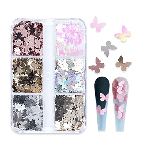 Butterfly Nail Art Glitter Valentine's Nail Art Glitter 3D Holographic Sparky Butterfly Nail Sequins Colorful Butterfly Flakes Acrylic Nail Supplies Love Design Valentine's Day Diy Decoration #TOP4