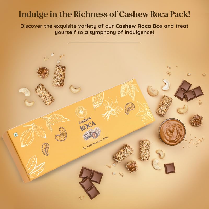 Image of Cacao Springs Premium Cashew Roca Chocolates for Healthier Snacking, Premium Choco & Nut Delicacy Treats, Premium Gift Hamper for Christmas Gifts, 5 Pieces in Each Box, 2 Boxes, 120gm