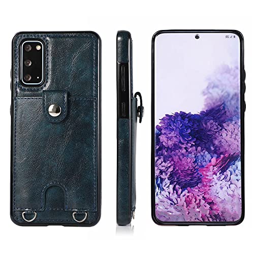 Étui portefeuille en cuir pour Samsung Galaxy S8 bleu foncé avec fentes cartes