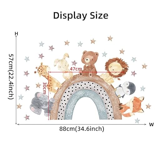 Yotdmk Kids Room Wall Stickers Cartoon Animal Fox Lion Elephant Giraffe On Rainbow Wall Decals For Baby Room Boys Girls Bedroom, Nursery Room Kindergarten Decorative Stickers Wallpaper Pvc Murals #TOP1