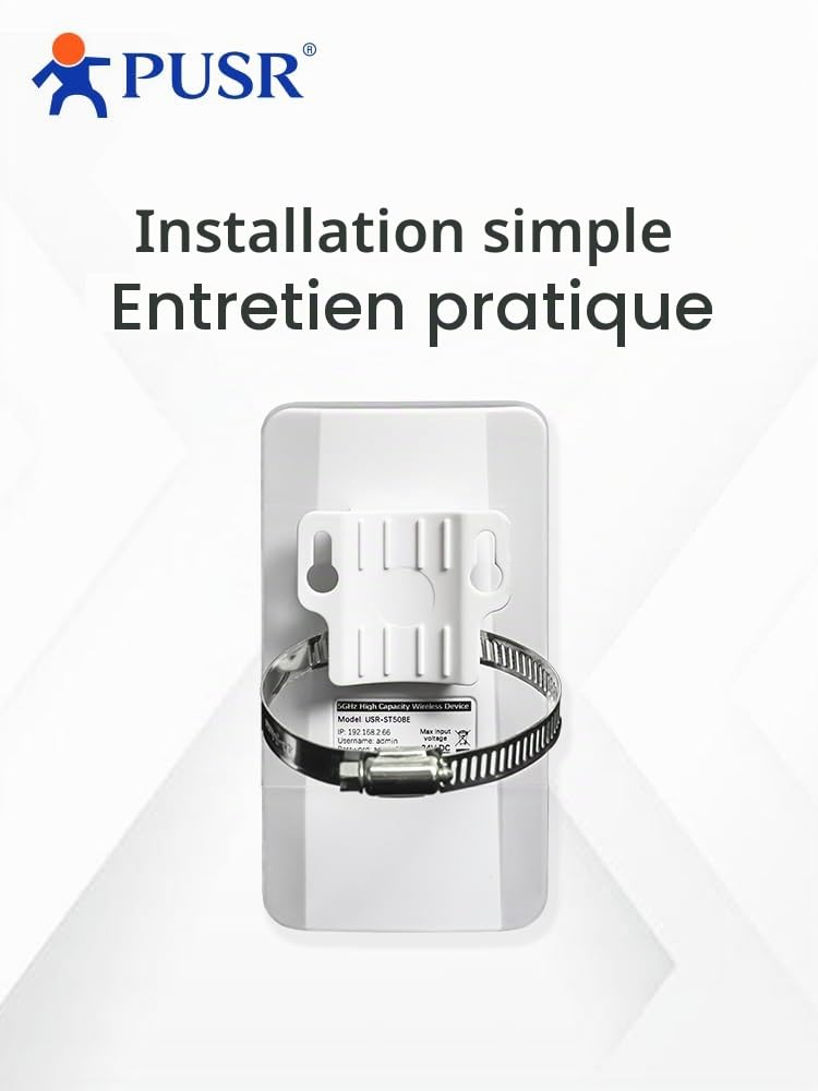 Pont sans fil Gigabit point à point/multipoint double bande 5,8 G WiFi IP64 étanche jusqu'à 2 km 300 Mbps haute vitesse passive 8dBi Antenne à gain élevé 100 Mbps Port LAN extérieur CPE