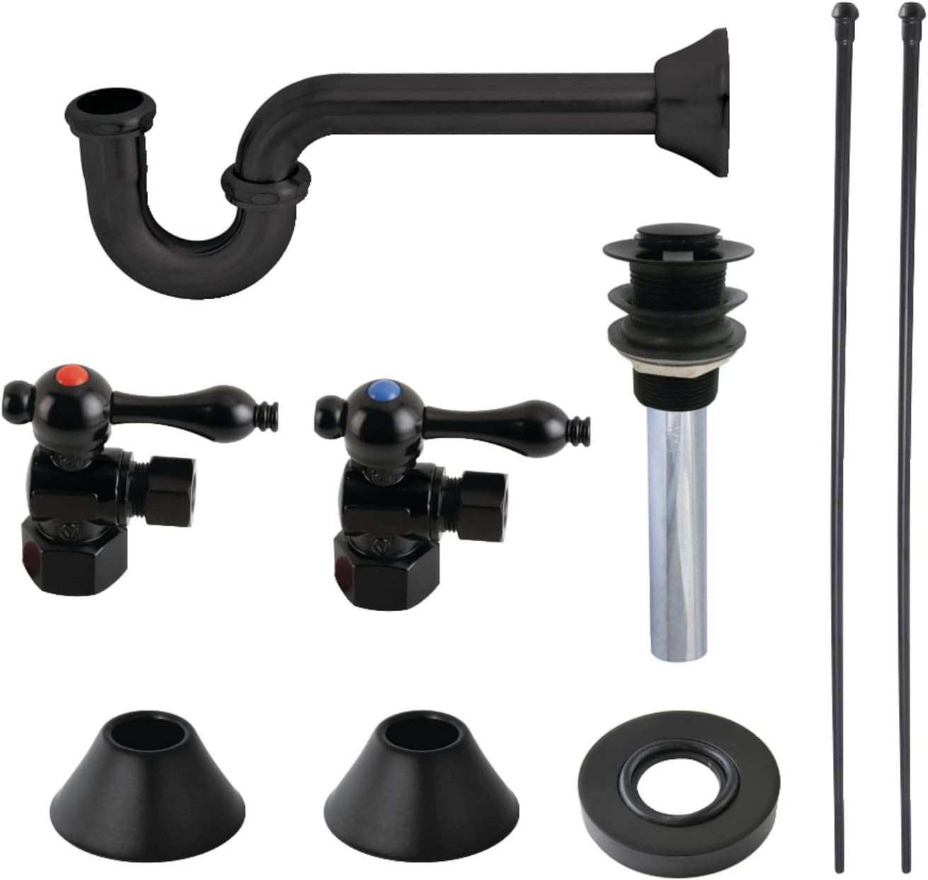 Kingston Brass CC43100VKB30 Trimscape Traditional Plumbing Sink Trim Kit with P-Trap and Drain in Matte Black