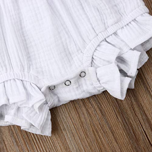 Infant Newborn Baby Girl Romper Ruffle Bowknot Bodysuit Jumpsuit Outfit Clothes Summer White/0-6M