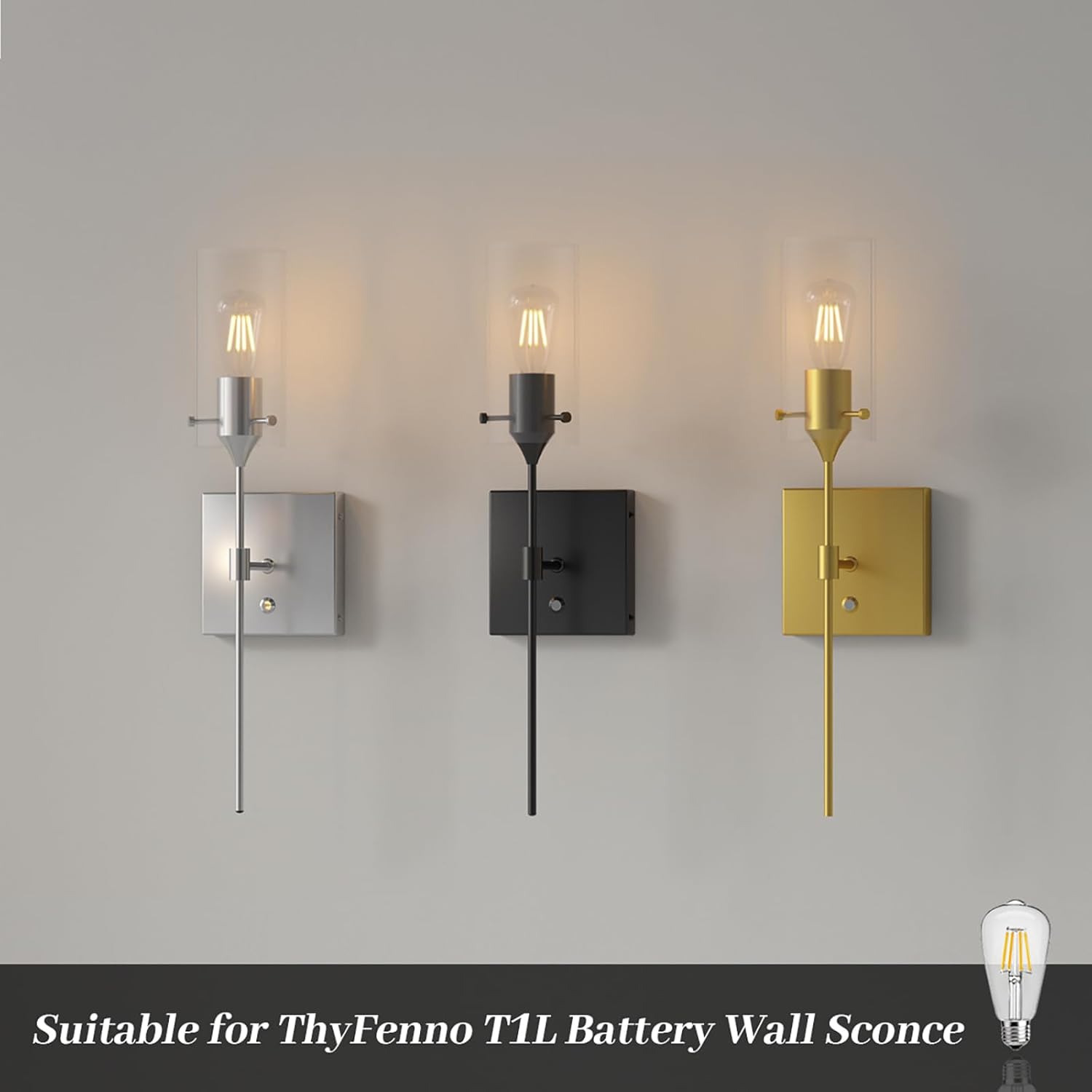 LED Bulbs 3.7-5V 2 Pack,3.7-5V,ST64,E26 for Home, Office，2700K 400 Lumen,Suitable for Battery Operated Wall sconces(Only for Built-in Battery Wall sconces)