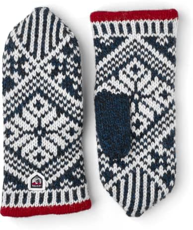 Hestra Unisex Nordic Wool Mitt Insulated Mittens for Cold Weather & Everyday Wear - Medium Blue / Offwhite - 7