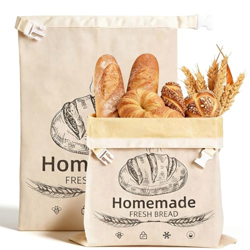 Bolsa de pan de cera de abeja reutilizable de algodon y lino para panaderia casera 2