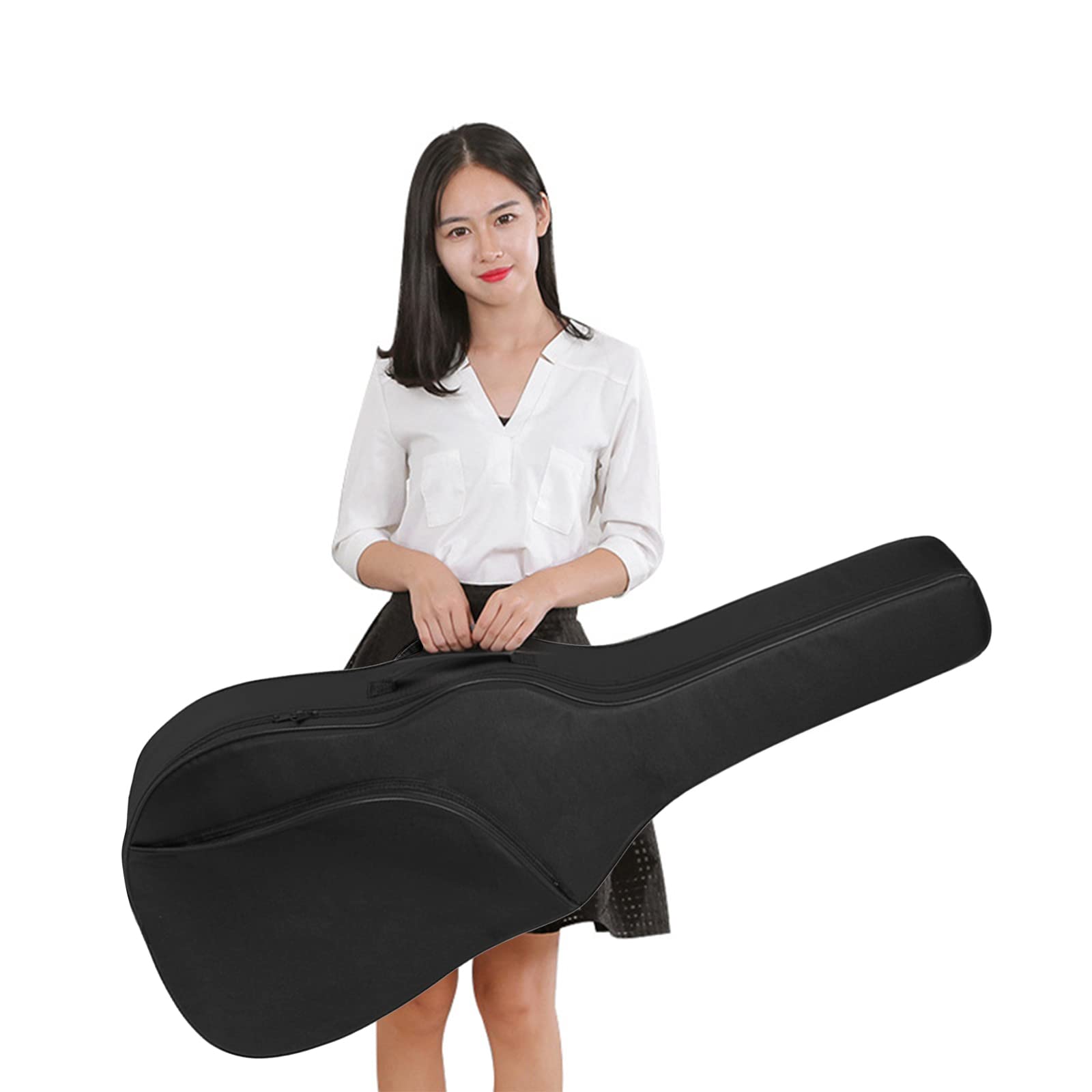 Housse pour Guitare Sac de Guitare Etanche Etui Guitare en Tissu Oxford Externes Sac de Protection Guitaire Transport Bandoulières Réglable pour Guitare Classique Acoustique Folk 41Pouces Noir
