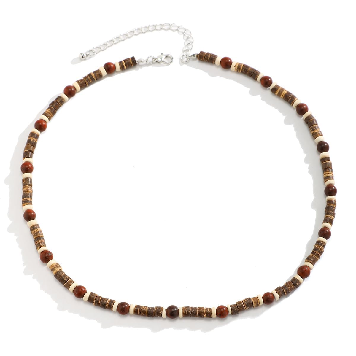 Puka Shell Necklace - Men's Surfer & Beach Necklace with Hawaiian Beaded, Coconut & Conch Seashell Designs - Wood Heishi & Summer Jewelry