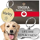 MADE IN CANADA - Proudly made in our home country DEEP LASER ENGRAVING - You can feel it easily the engraving on our dog tags with your finger LOST-PROOF RING - We added recently heavy duty ring to withstand the most active and vigorous pet. QUALITY ...