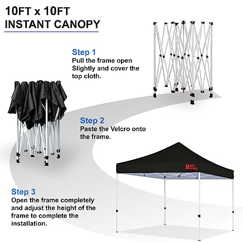 Image of MASTERCANOPY 8x8 Heavy Duty Pop Up Canopy Tent with Roller Bag(Black)