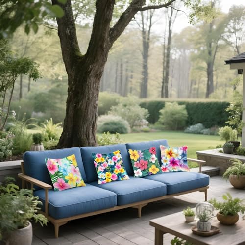 Housse coussin 50x50 impression recto verso fleurs colorées - 4