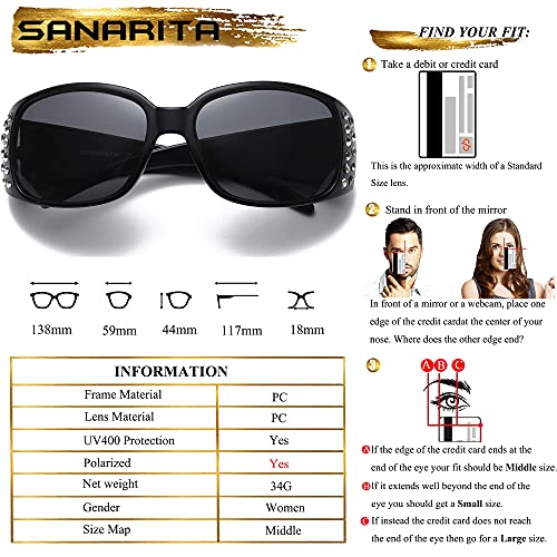 Polarized Sunglasses for Women, Rhinestone Bling Oval Sun Glasses for Driving/Shopping UV Protection Shades4