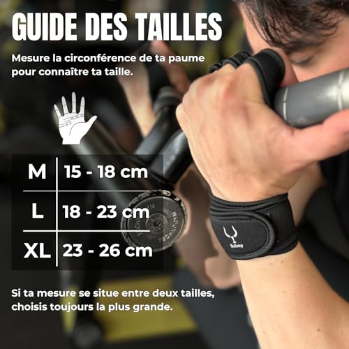 Bullstep | Gants Musculation Hommes Femme | Manique Crossfit | Gants de Fitness Respirants, Antidérapants pour Sport Haltérophilie, Calisthenics | Protege Poignet Musculation Gymnastique – vue 6