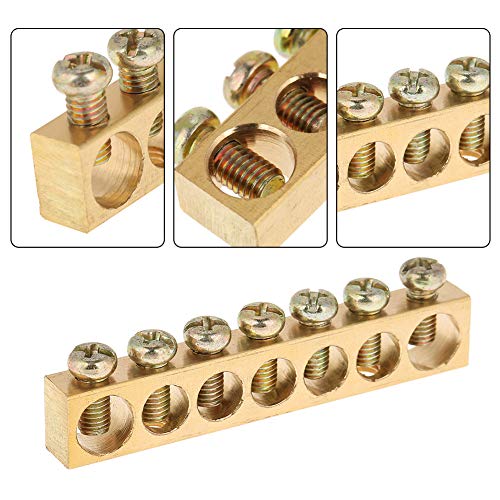 10Pcs 7-Hole Grounding Bars Electrical Distribution Wire Screw Terminal Brass Ground Neutral Bar For Pe30 Distribution Box, Distribution Cabinet #TOP2